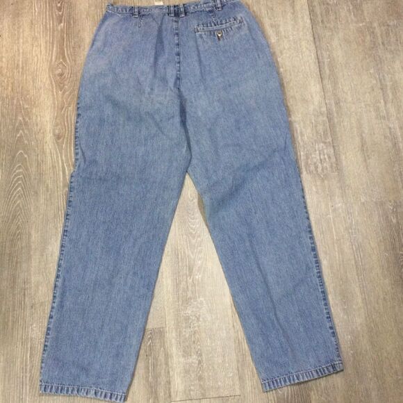 Liz Claiborne Lizwear 90s Vintage Pleated Tapered Jeans Size 12 Made Hong Kong - Picture 2 of 4